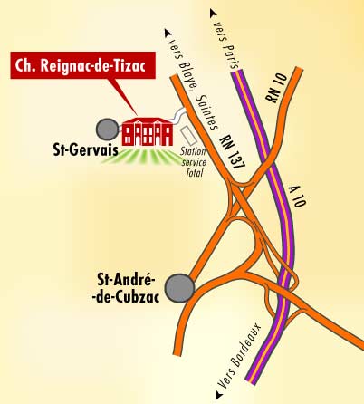 Plan d'accès au Château Reignac de Tizac - Saint-Gervais